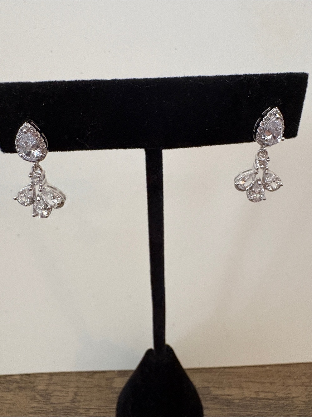 Pretty Bird Silver-Tone Teardrop & Marquise Crystal Dangle Earrings